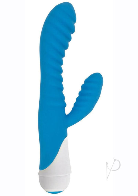 Gossip Celia 20x Ribbed Silicone Rabbit Vibrator - Blue