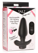 Tailz Snap-On 10X Rechargeable Silicone Anal Plug With Remote Control - Large - Black/Pink