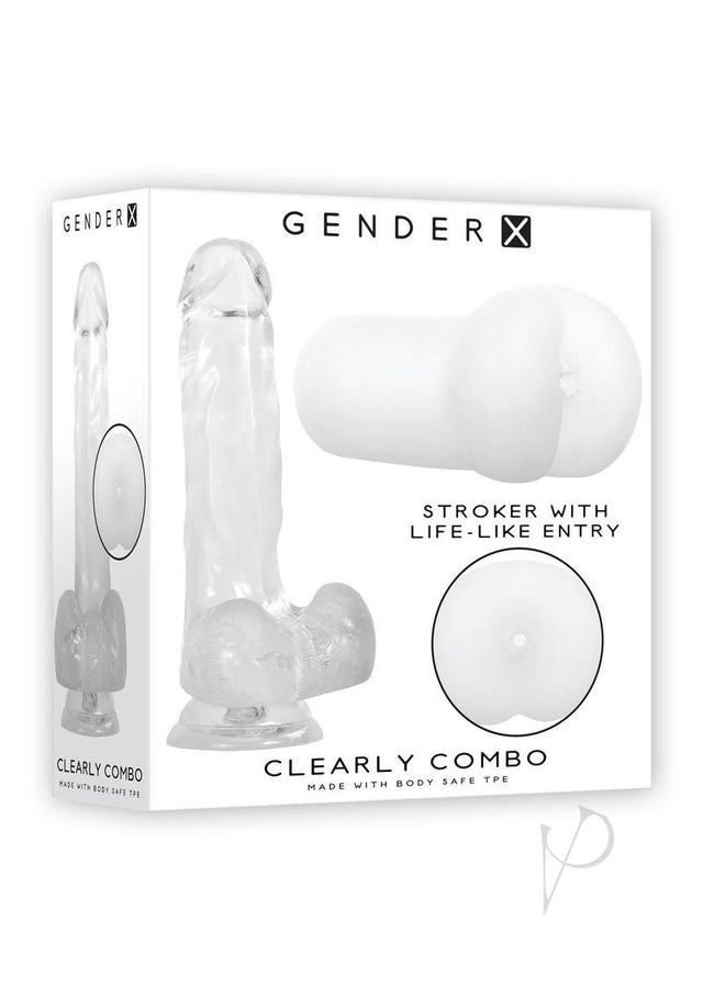 Gender X Clearly Combo Dildo and Stroker Kit (2 piece set) - Clear
