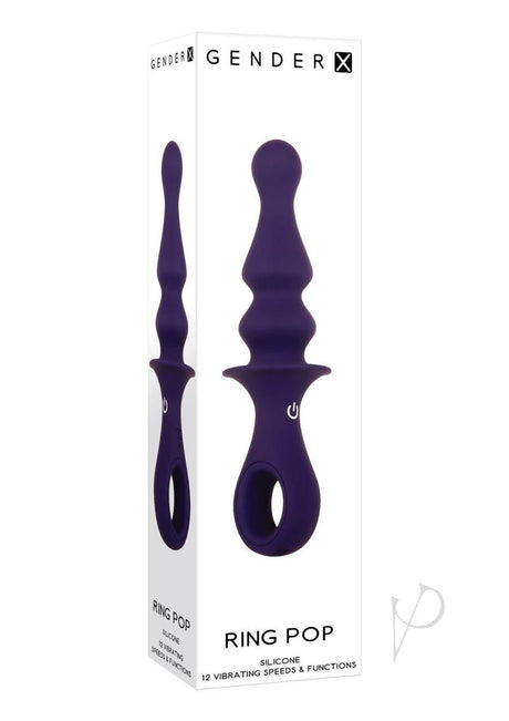 Gender X Ring Pop Rechargeable Silicone Vibrating Anal Plug - Purple