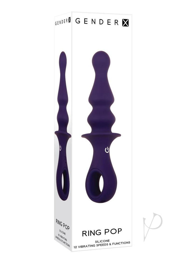 Gender X Ring Pop Rechargeable Silicone Vibrating Anal Plug - Purple