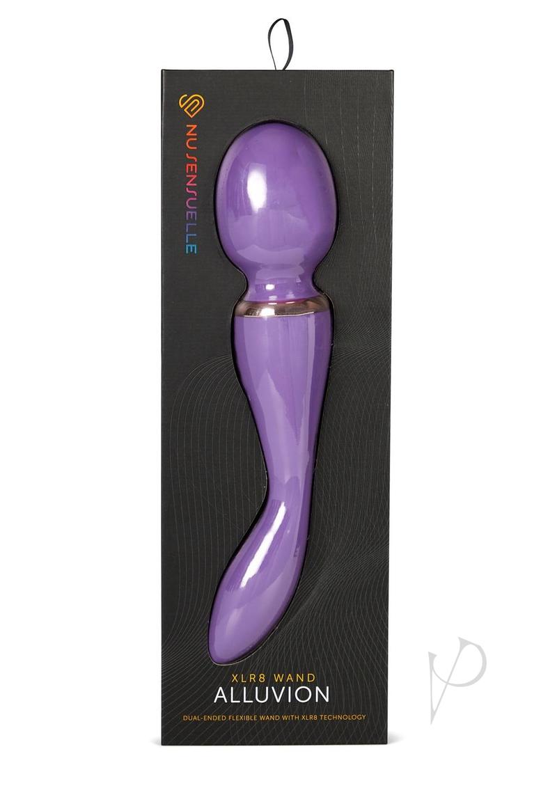 Nu Sensuelle XLR8 Alluvion Silicone Rechargeable Wand Massager - Purple/ Rose Gold