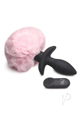 Tailz Moving and Vibrating Bunny Tails Rechargeable Silicone Anal Plug with Remote Control - Pink/Black