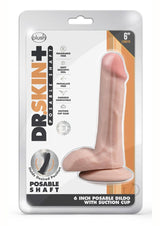 Dr. Skin Plus Gold Collection Posable Dildo with Balls and Suction Cup 6in - Vanilla