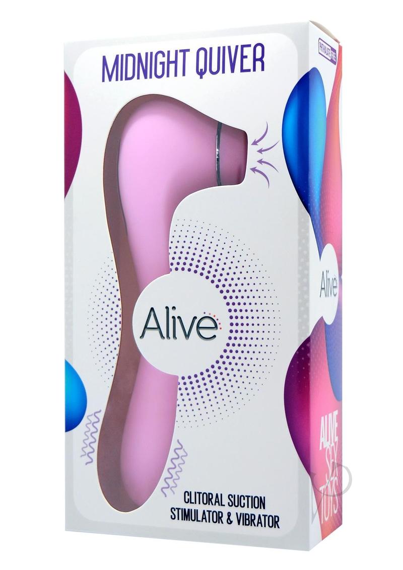 Alive Midnight Quiver Rechargeable Silicone Dual End Vibrator and Clitoral Stimulator - Pink