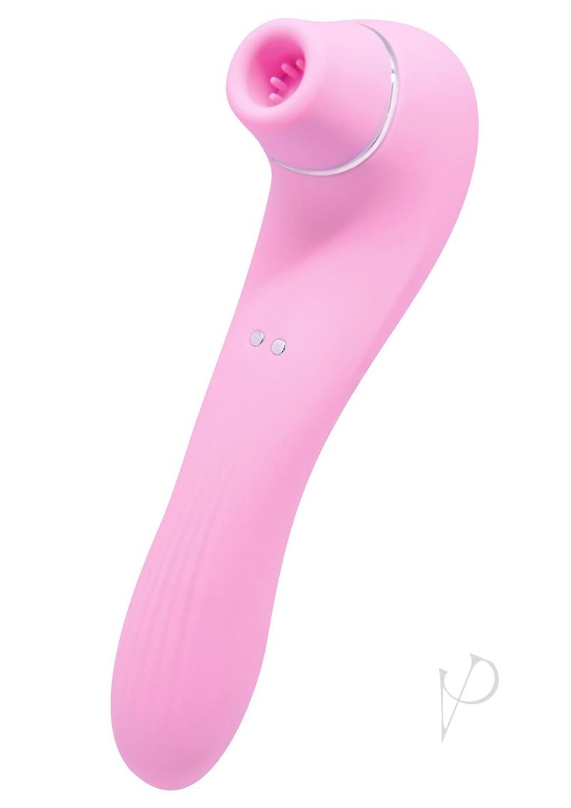 Alive Midnight Quiver Rechargeable Silicone Dual End Vibrator and Clitoral Stimulator - Pink