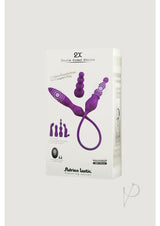 2X Rechargeable Silicone Double Vibrator with Remote Control - Purple