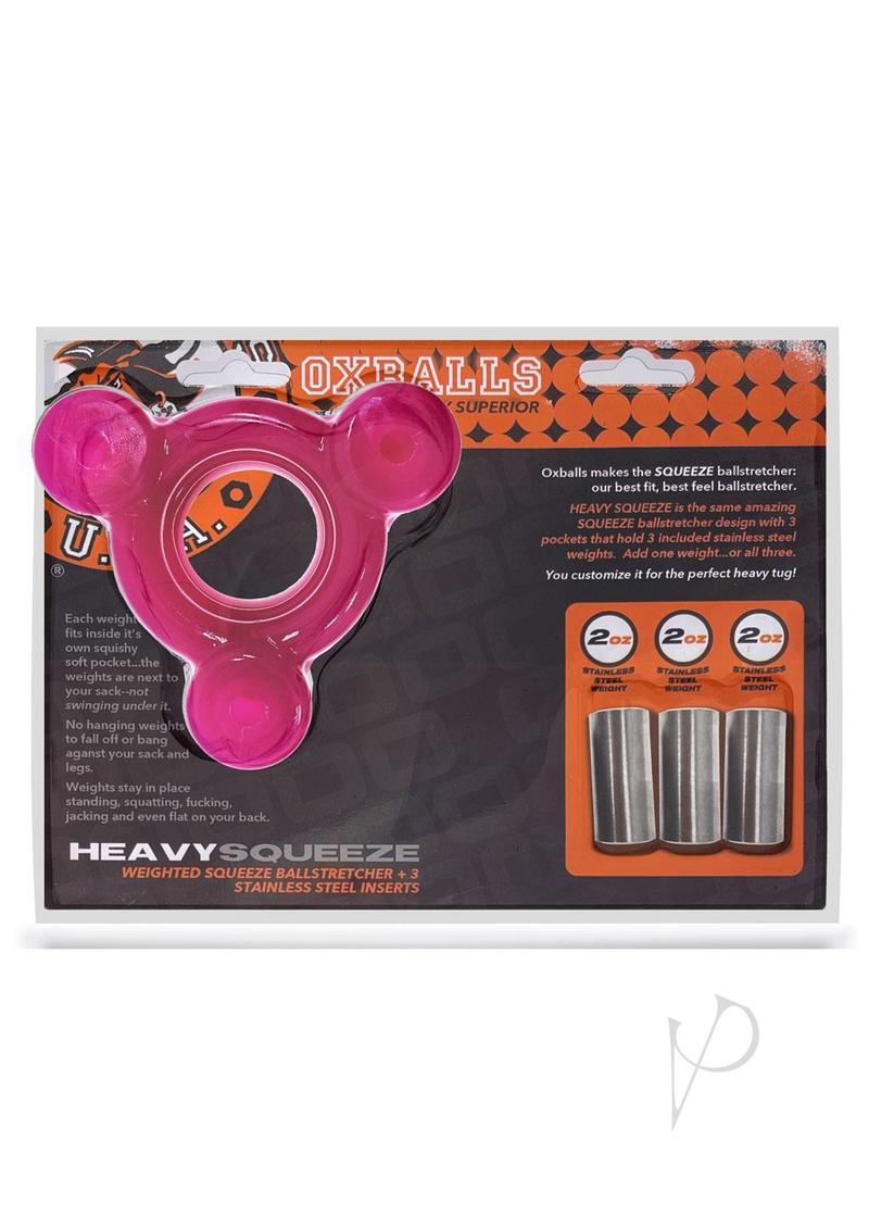 Oxballs Heavy Squeeze Ballstretcher with Stainless Steel Weights - Hot Pink