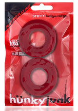 Hunkyjunk Stiffy Bulge Silicone Cock Rings (2 pack) - Cherry Ice