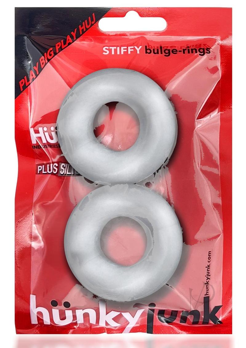 Hunkyjunk Stiffy Bulge Silicone Cock Rings (2 pack) - Clear Ice