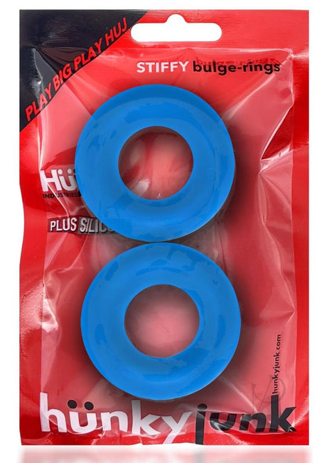 Hunkyjunk Stiffy Bulge Silicone Cock Rings (2 pack) - Teal Ice