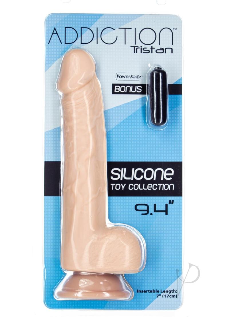 Addiction Tristan Silicone Realistic Dildo with Bonus Bullet 9in - Vanilla