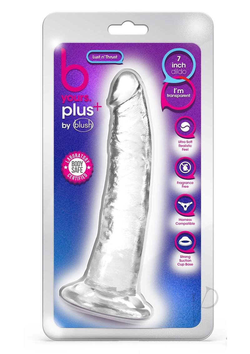 B Yours Plus Lust n' Thrust Realistic Dildo 7.5in - Clear
