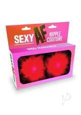 Sexy AF Marabou Nipple Couture Silicone Pasties - Red