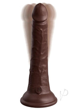 King Cock Elite Dual Density Vibrating Rechargeable Silicone Dildo with Remote Control 7in - Chocolate