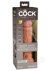 King Cock Elite Dual Density Vibrating Rechargeable Silicone Dildo with Remote Control Dildo 8in - Caramel