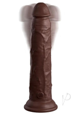 King Cock Elite Dual Density Vibrating Rechargeable Silicone Dildo with Remote Control 9in - Chocolate