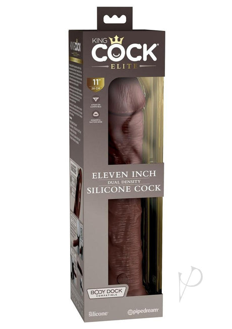 King Cock Elite Dual Density Silicone Dildo 11in - Chocolate