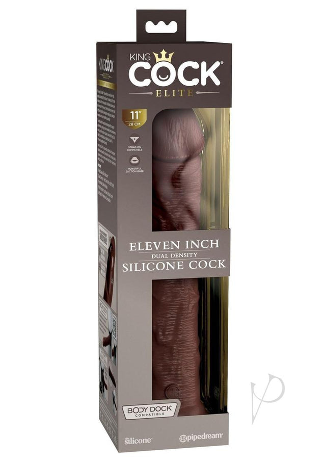 King Cock Elite Dual Density Silicone Dildo 11in - Chocolate
