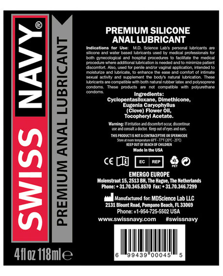 Swiss Navy Silicone Based Anal Lubricant 4oz/118ml