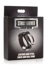 Cock Gear Leather and Steel Cock and Ball Ring - Black