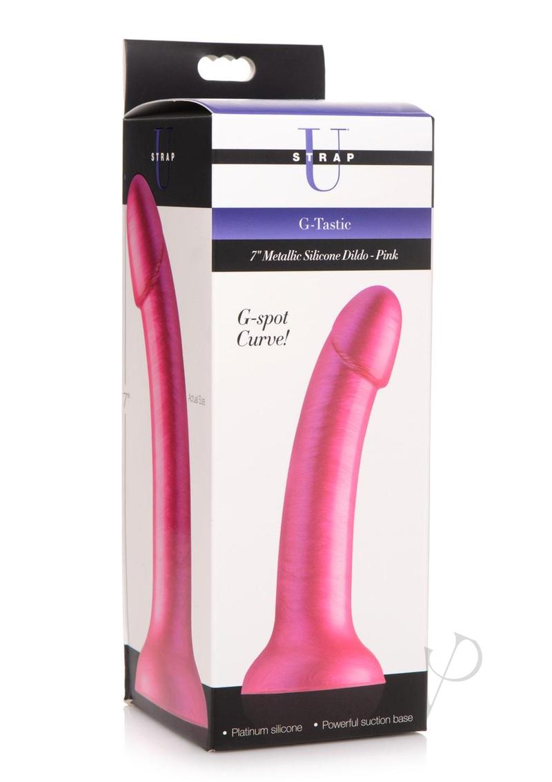 Strap U G-Tastic Metallic Silicone Dildo 7in - Pink