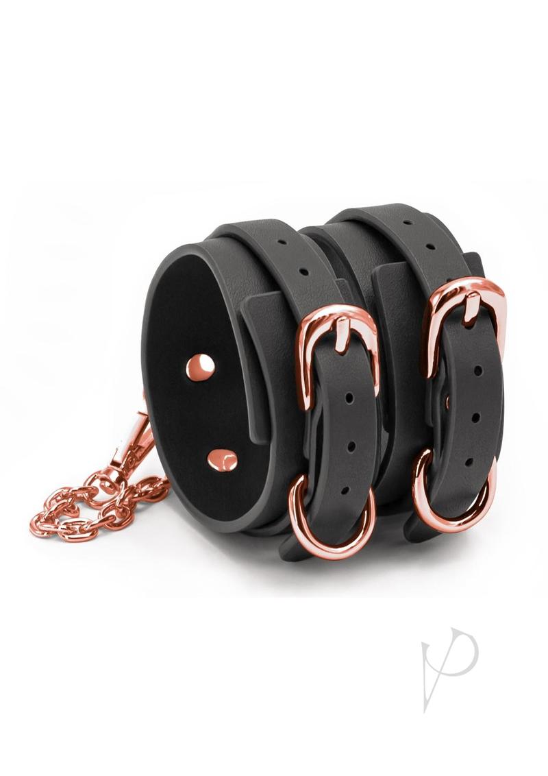 Bondage Couture PU Leather Ankle Cuffs - Black