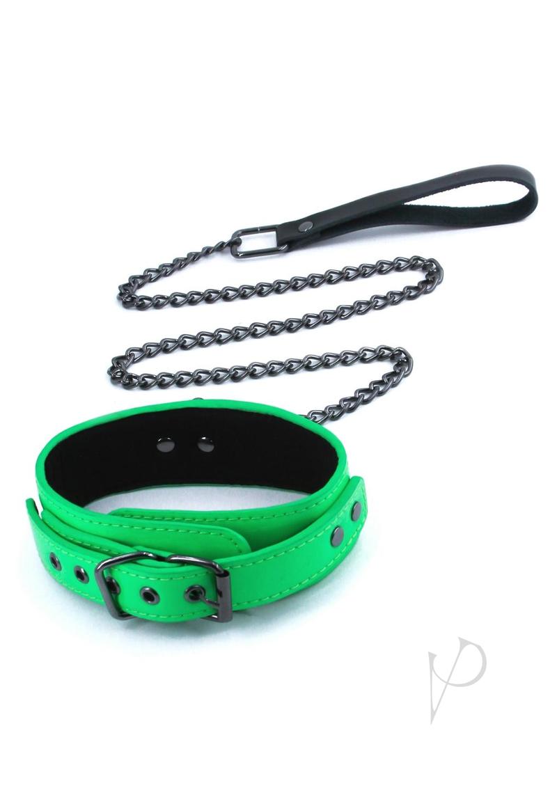 Electra Play Things PU Leather Collar and Leash - Green