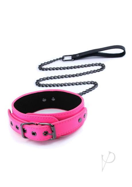 Electra Play Things PU Leather Collar and Leash - Pink