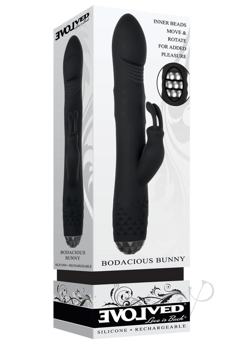 Bodacious Bunny Rechargeable Silicone Rabbit Vibrator - Black