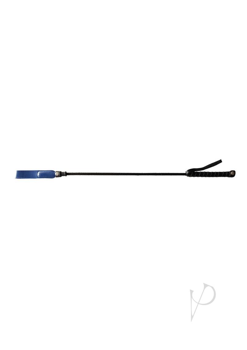 Rouge Leather Riding Crop with Slim Tip - Blue