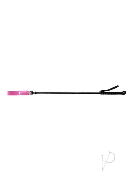 Rouge Leather Riding Crop with Slim Tip - Pink