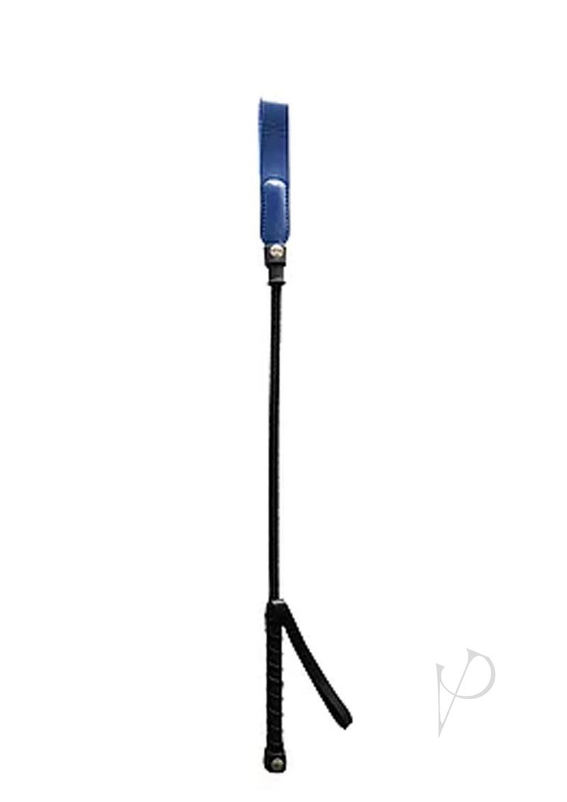 Rouge Leather Short Riding Crop with Slim Tip - Blue