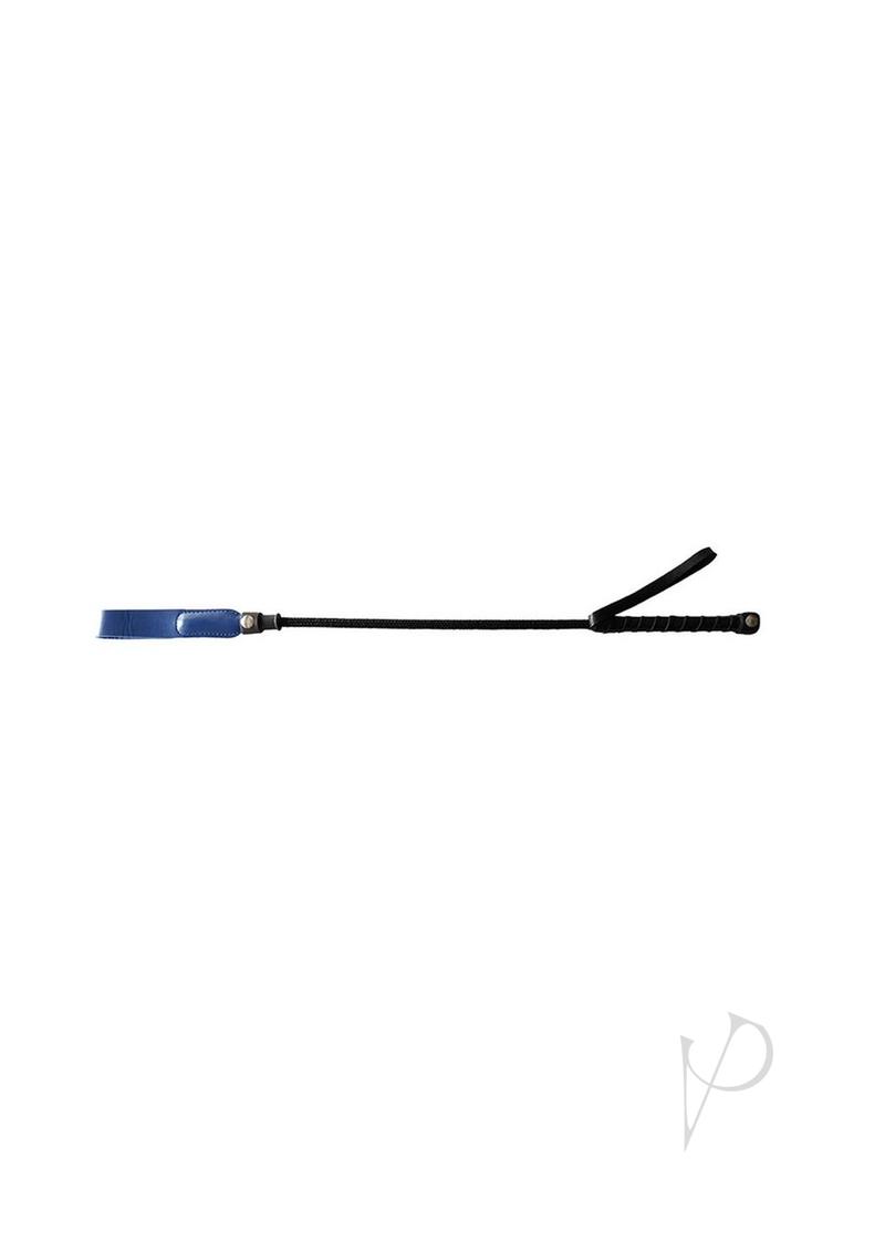 Rouge Leather Short Riding Crop with Slim Tip - Blue