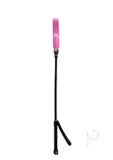 Rouge Leather Short Riding Crop with Slim Tip - Pink