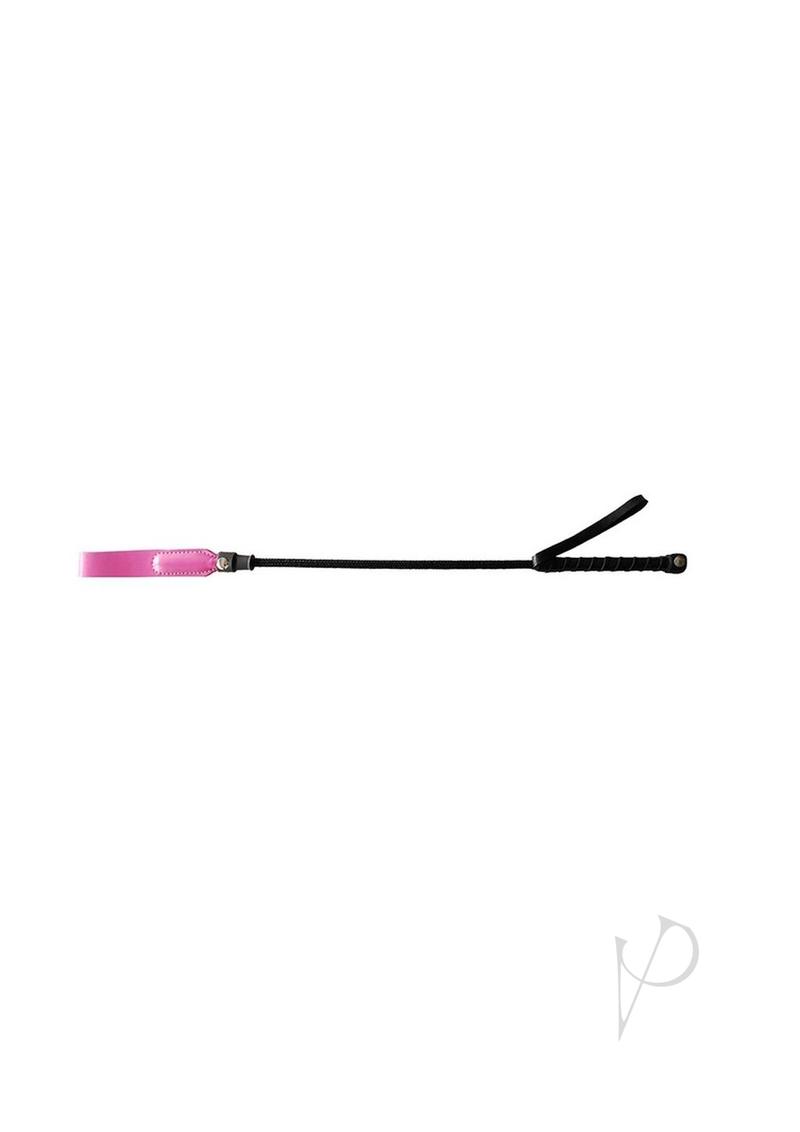 Rouge Leather Short Riding Crop with Slim Tip - Pink