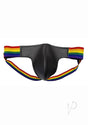 Rouge Leather Jock with Pride Stripes - Large - Multicolor