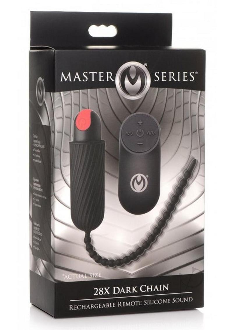 Master Series 28X Dark Chain Rechargeable Silicone Remote Control Urethral Sounding Chain - Black/Red