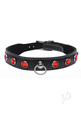 Master Series Fierce Vixen Leather Collar with Rhinestones - Red