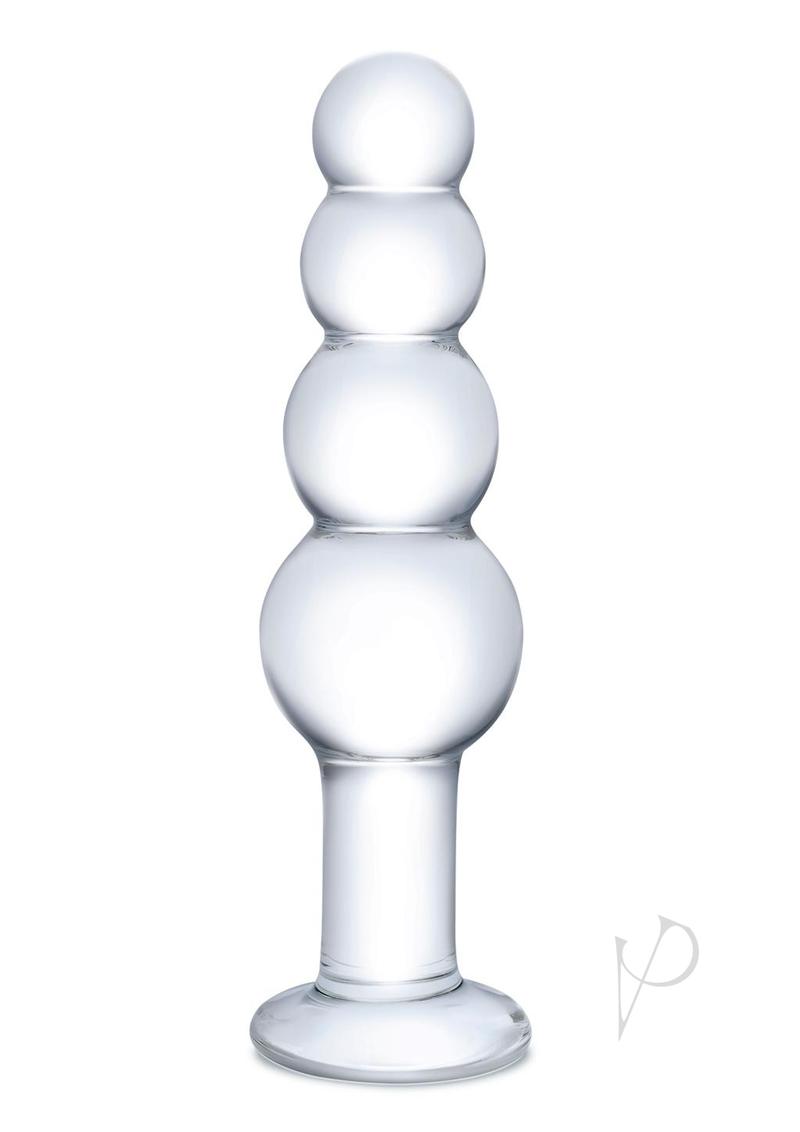 Glas Beaded Glass Butt Plug 7.25in - Clear