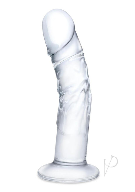 Glas Curved Realistic Glass Dildo with Veins 7in - Clear