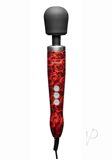 Doxy Die Cast Wand Plug-In Vibrating Body Massager Metal - Rose Pattern Red/Black