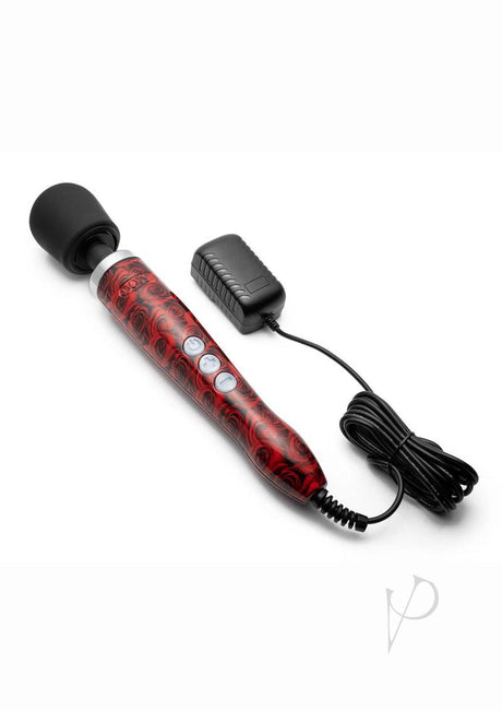 Doxy Die Cast Wand Plug-In Vibrating Body Massager Metal - Rose Pattern Red/Black