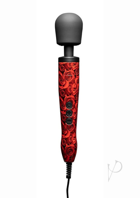 Doxy Original Wand Plug-In Body Massager - Rose Pattern Red/Black