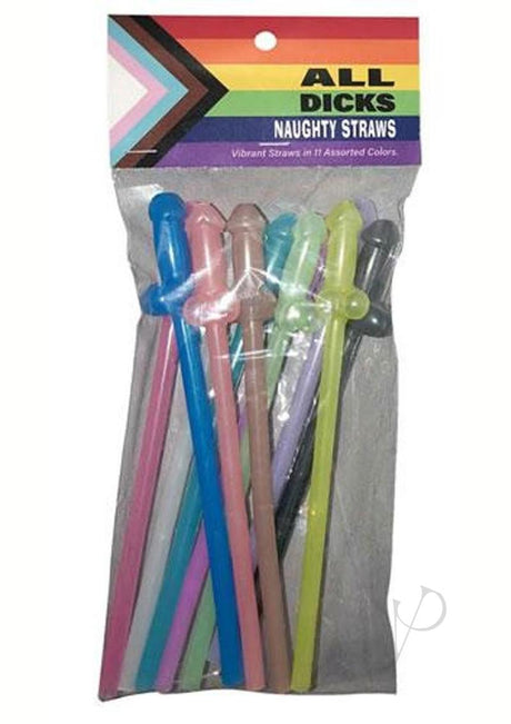 All Dicks Naughty Straws (11 per pack) - Rainbow