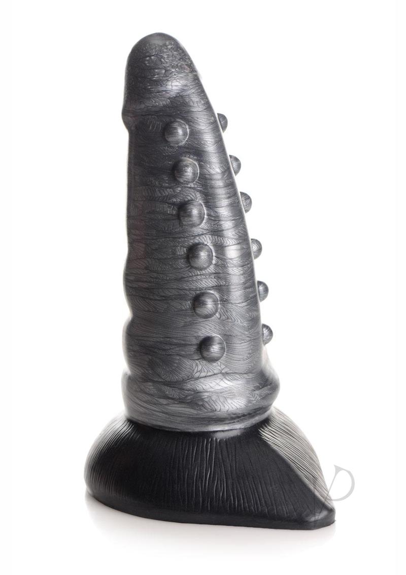 Creature Cocks Beastly Tapered Bumpy Silicone Dildo 8.25in - Silver/Black