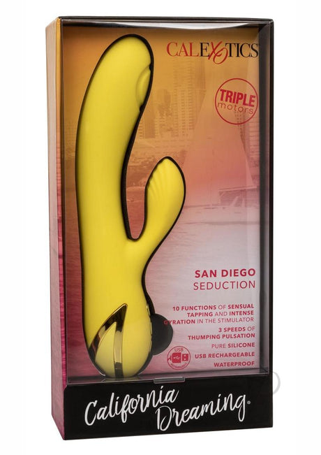 California Dreaming San Diego Seduction Rechargeable Silicone Rabbit Vibrator - Yellow