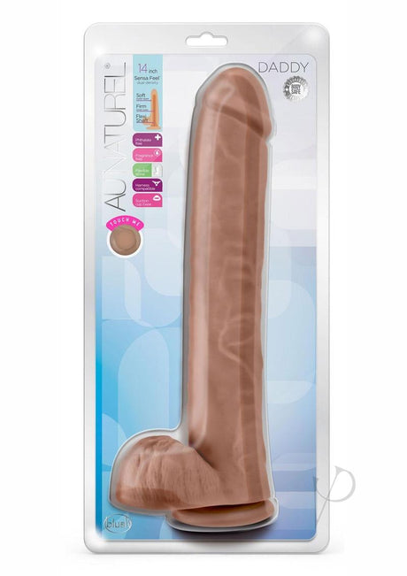 Au Naturel Daddy Sensa Feel Dual Density Dildo with Balls 14in - Caramel