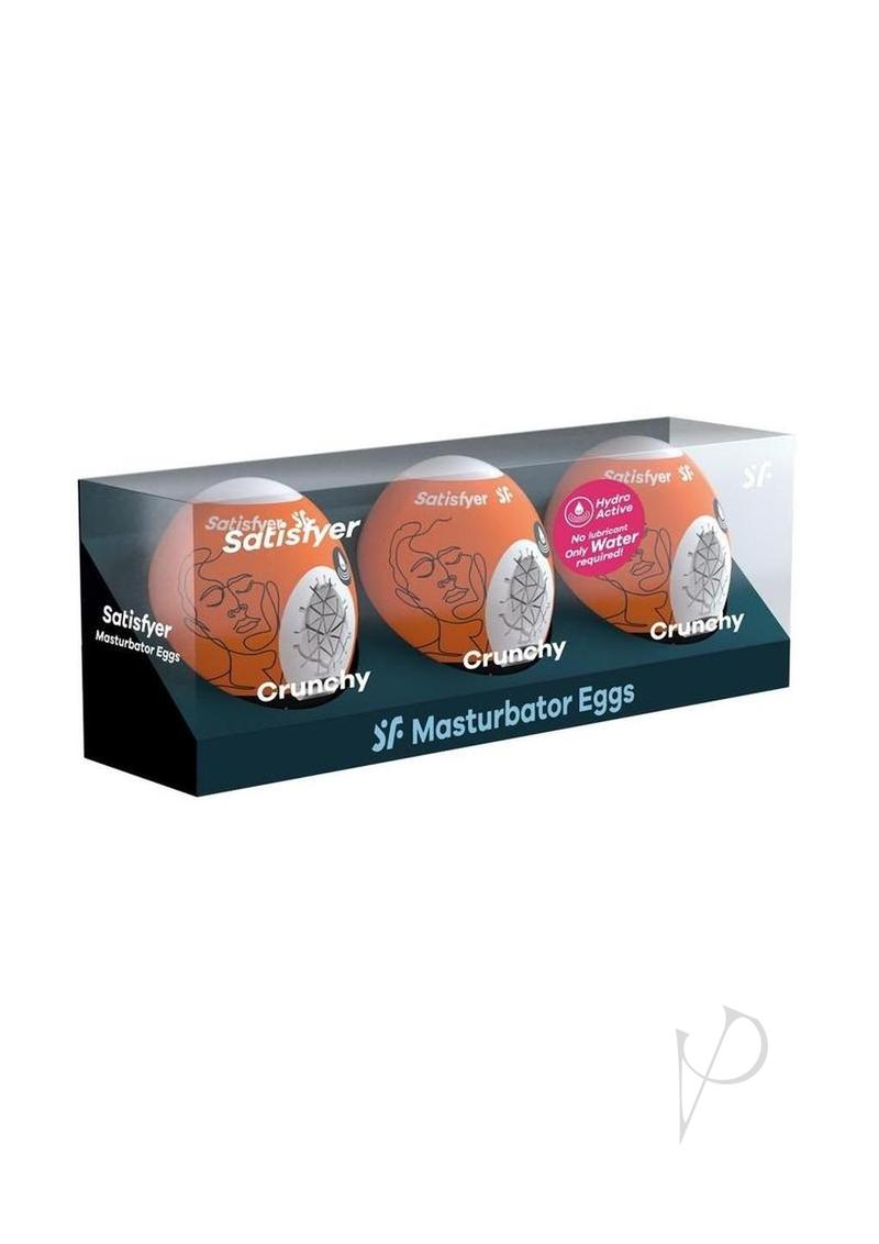 Satisfyer Masturbator Egg 3 Pack Set (Crunchy) - Orange