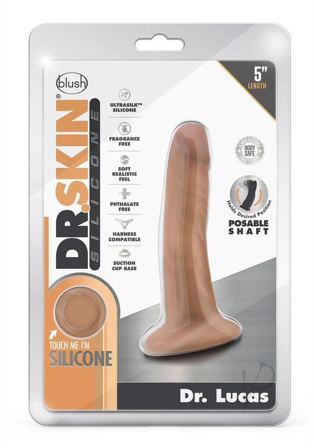 Dr. Skin Platinum Collection Dr. Lucas Silicone Dildo with Suction Cup 5.5in - Caramel